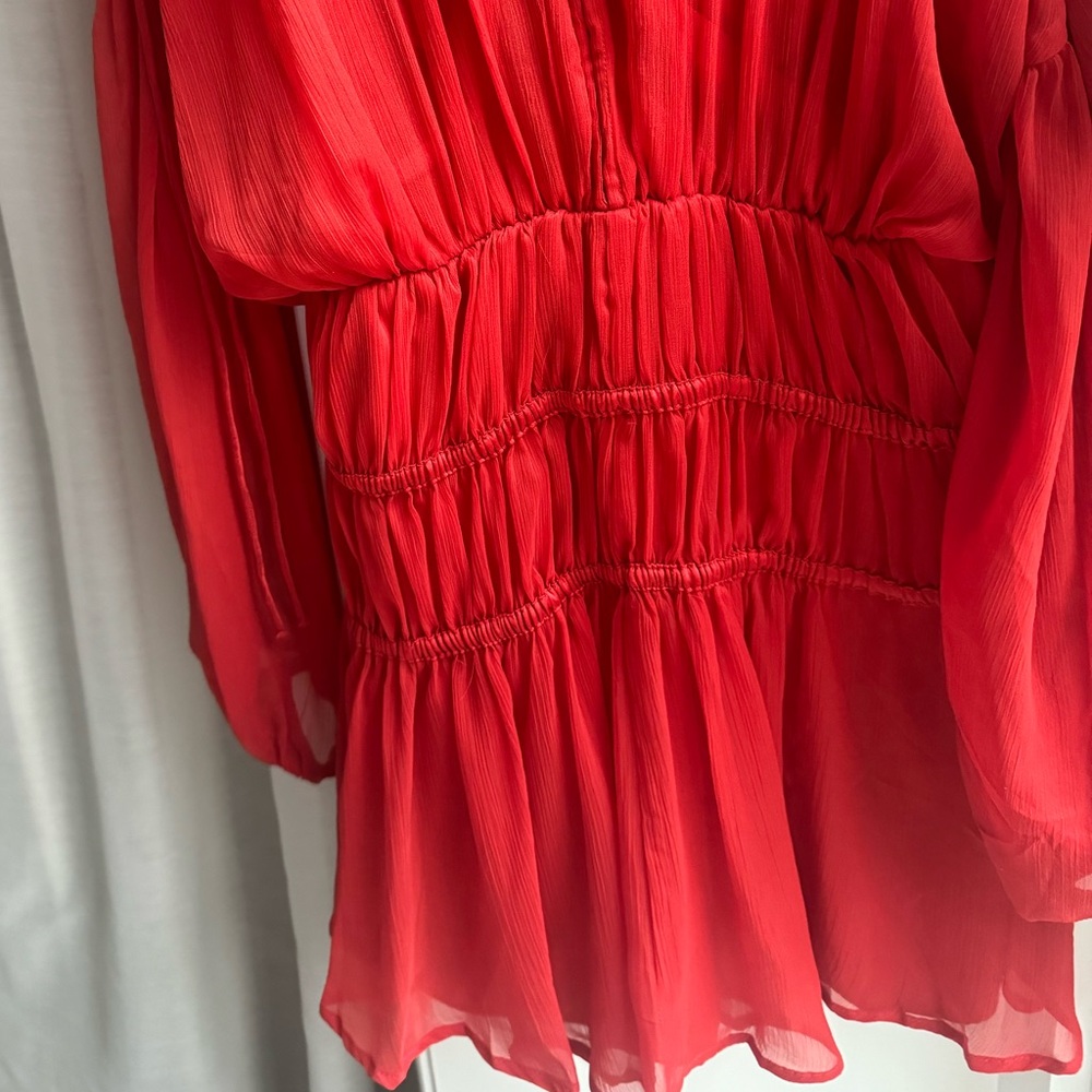 ASOS tie neck Red mini dress size 4 - Picture 7 of 8